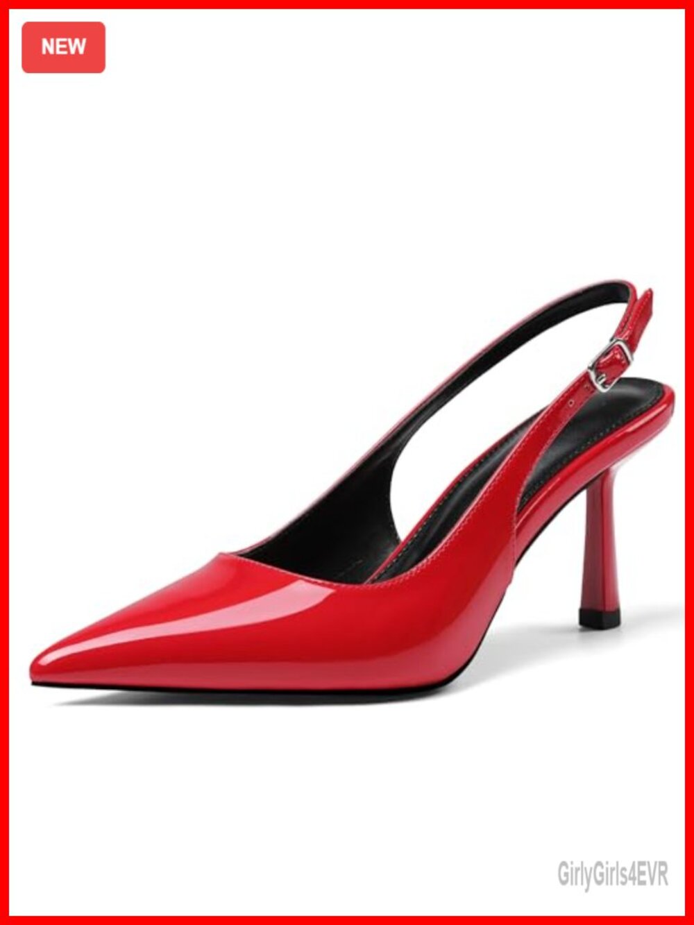 Slingback Kitten Heels Pointed Toe Leather Dress Pumps for Women